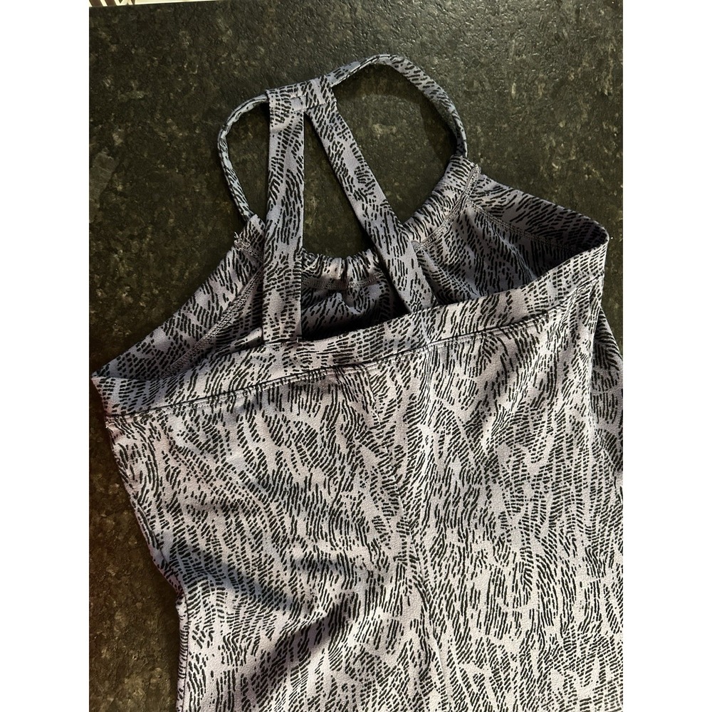 #82 Eddie Bauer Womens Sz S Knee Length Athletic Dress Blue Black Built in Bra - Picture 3 of 7